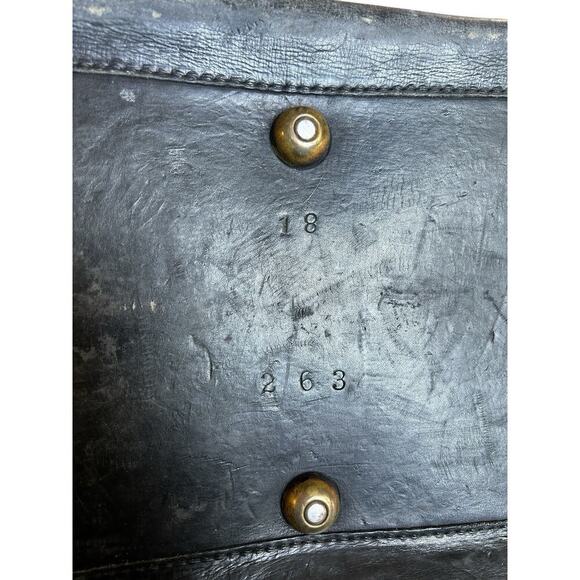 Antique Doctor Hand Bag Black Leather Preloved Black On Outside Tan On Inside - Picture 16 of 16